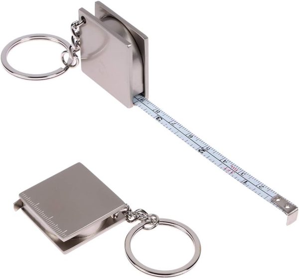 2 Pack Retractable Tape Measure Keychain Body Measuring Tape Key Ring, Compact Tape Measure